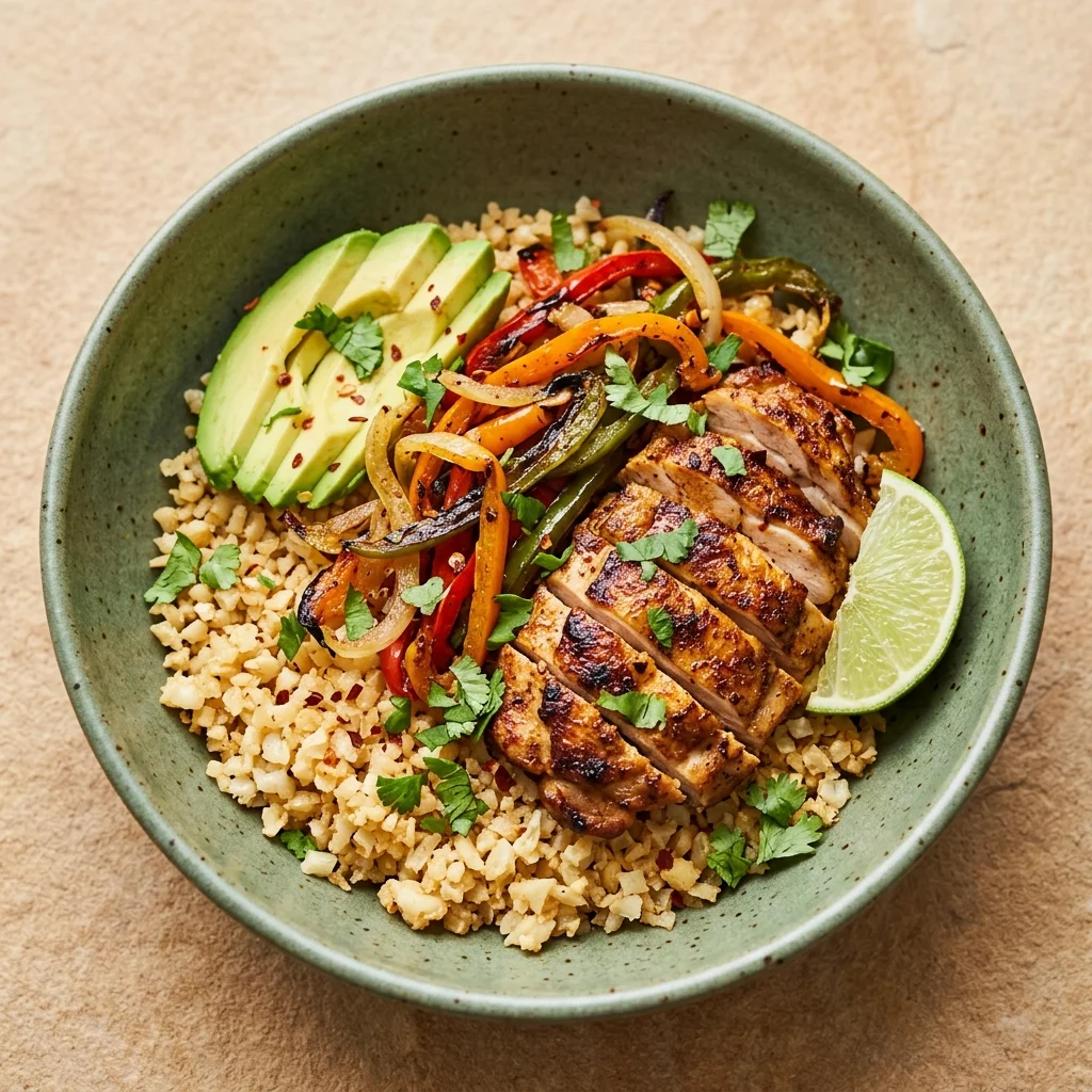 Paleo Lime Chicken Fajita Bowls