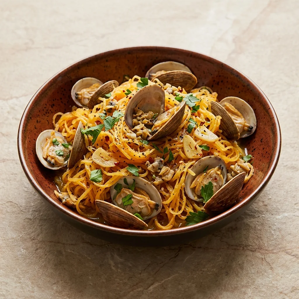 Paleo Spaghetti Squash with Clam Sauce