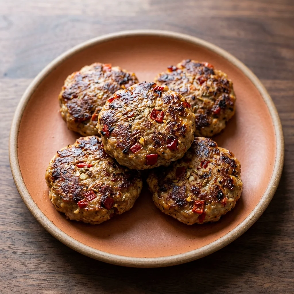 Paleo Roasted Pepper Turkey Breakfast Sausage Patties
