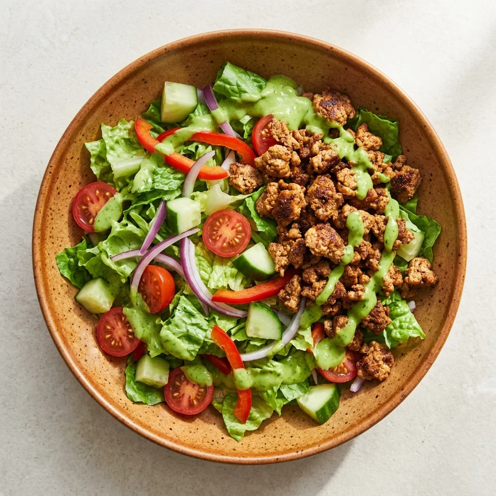 Paleo Turkey Taco Salad with Avocado-Lime Dressing