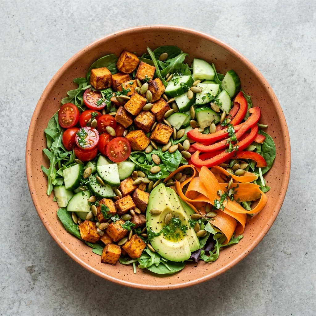 Paleo Rainbow Veggie Salad with Lemon-Herb Vinaigrette