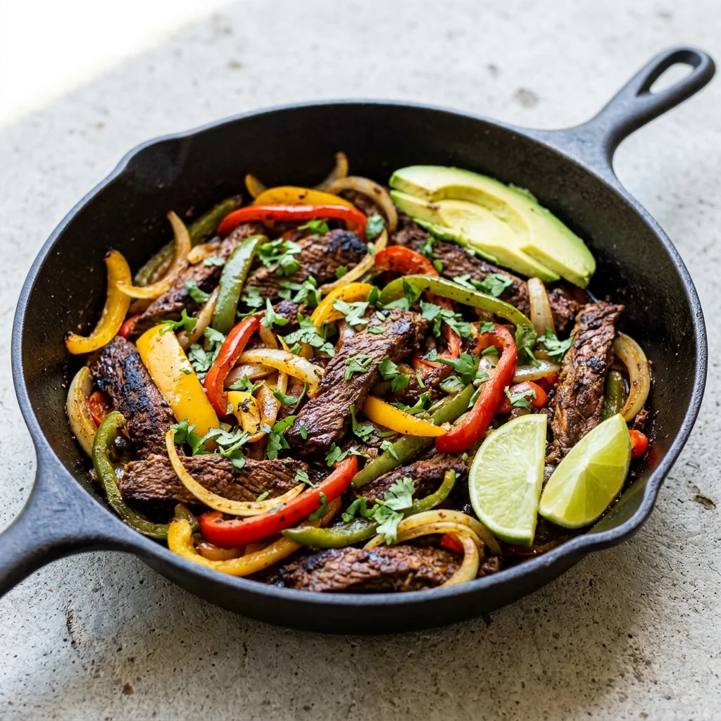 Whole30 Cilantro-Lime Steak Fajita Skillet
