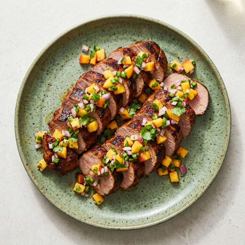 Whole30 Smoky Pineapple Pork Tenderloin with Peach Salsa