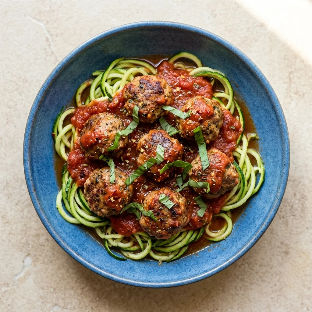 Whole30 Zucchini Noodles with Beef Meatballs