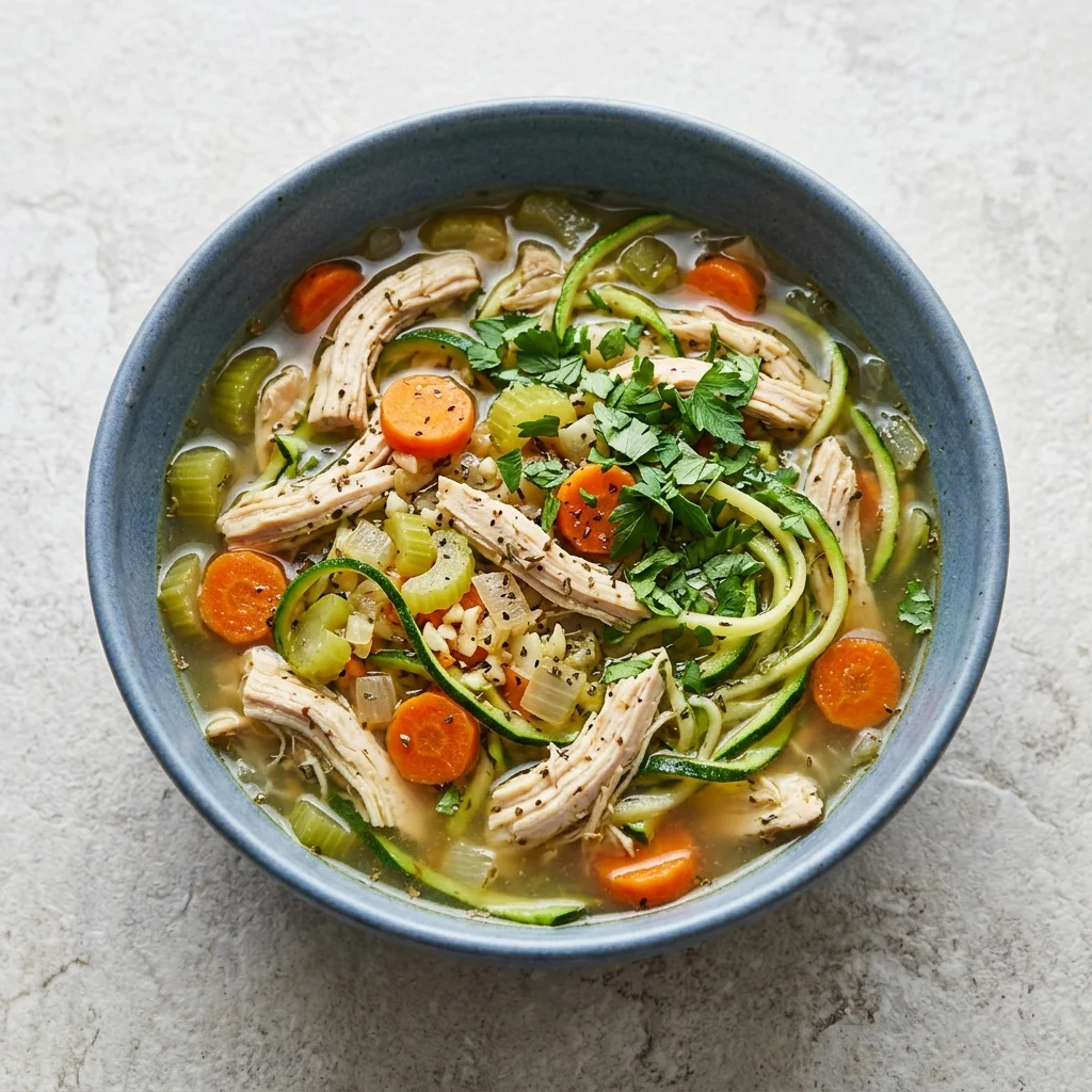 Whole30 Chicken Soup with Zucchini Ribbons