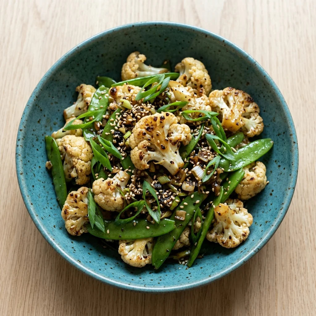 Black Pepper Cauliflower Stir-Fry with Snow Peas