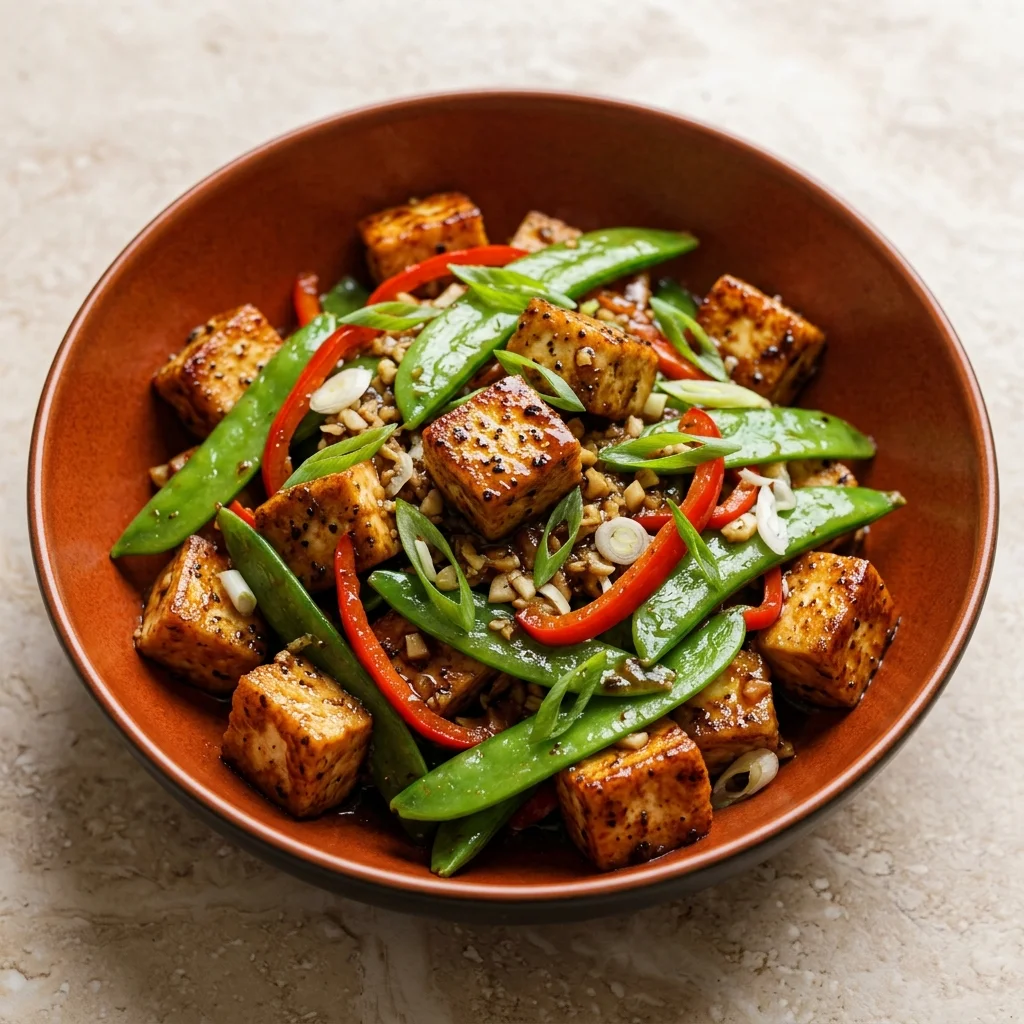 Black Pepper Paneer Stir-Fry with Snow Peas