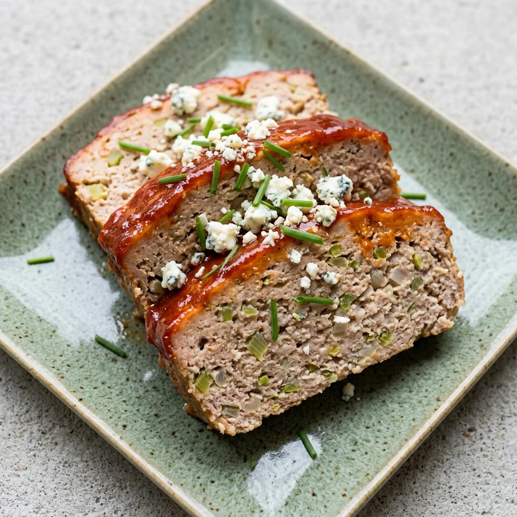 Buffalo Pork Meatloaf with Blue Cheese