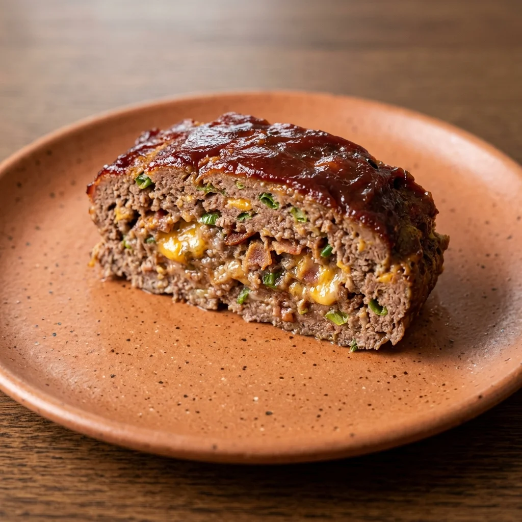 Cheddar Bacon Beef Meatloaf with Scallions