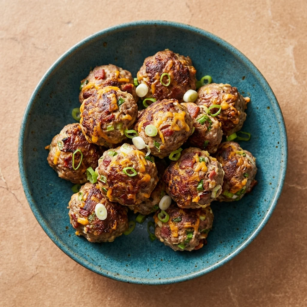 Cheddar Bacon Lamb Meatballs with Scallions