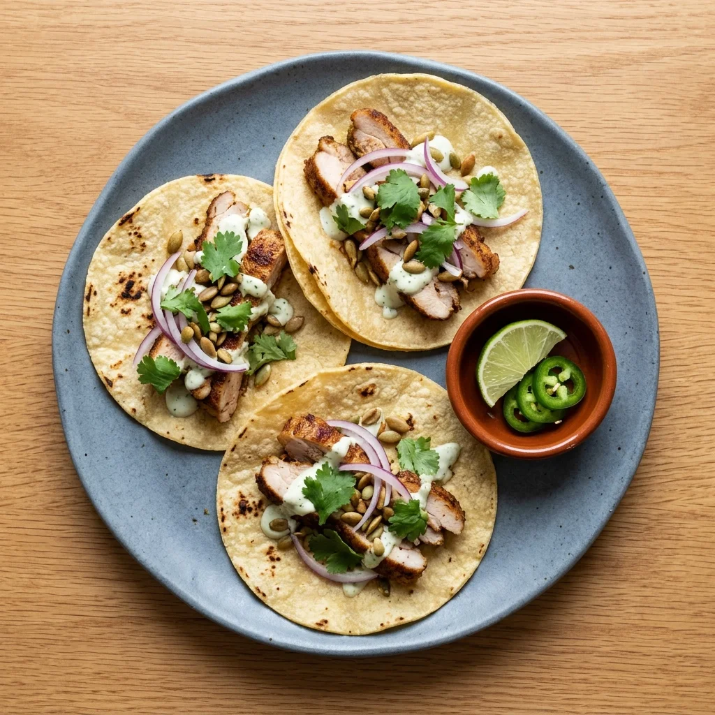 Cumin-Coriander Chicken Tacos with Toasted Pepitas
