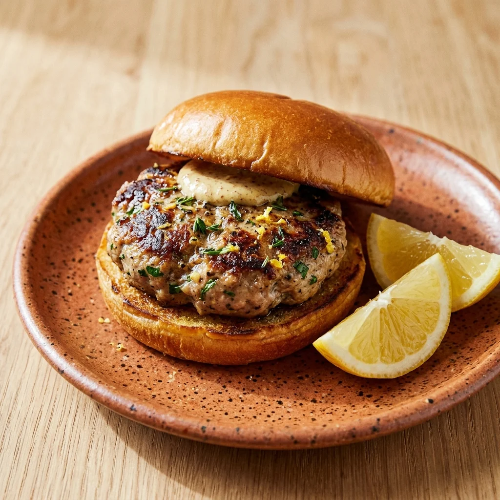 Garlic Herb Pork Burgers with Lemon