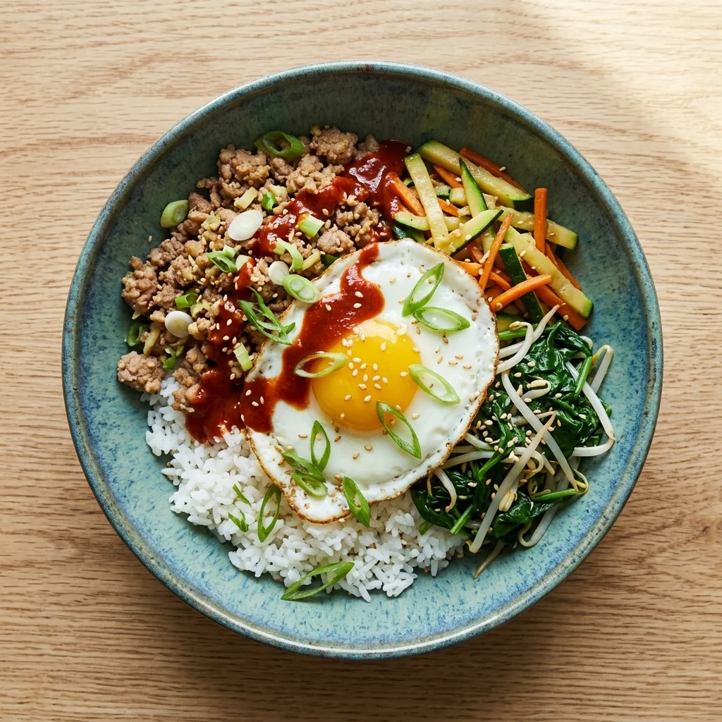 Ginger-Scallion Pork Bibimbap with Toasted Sesame