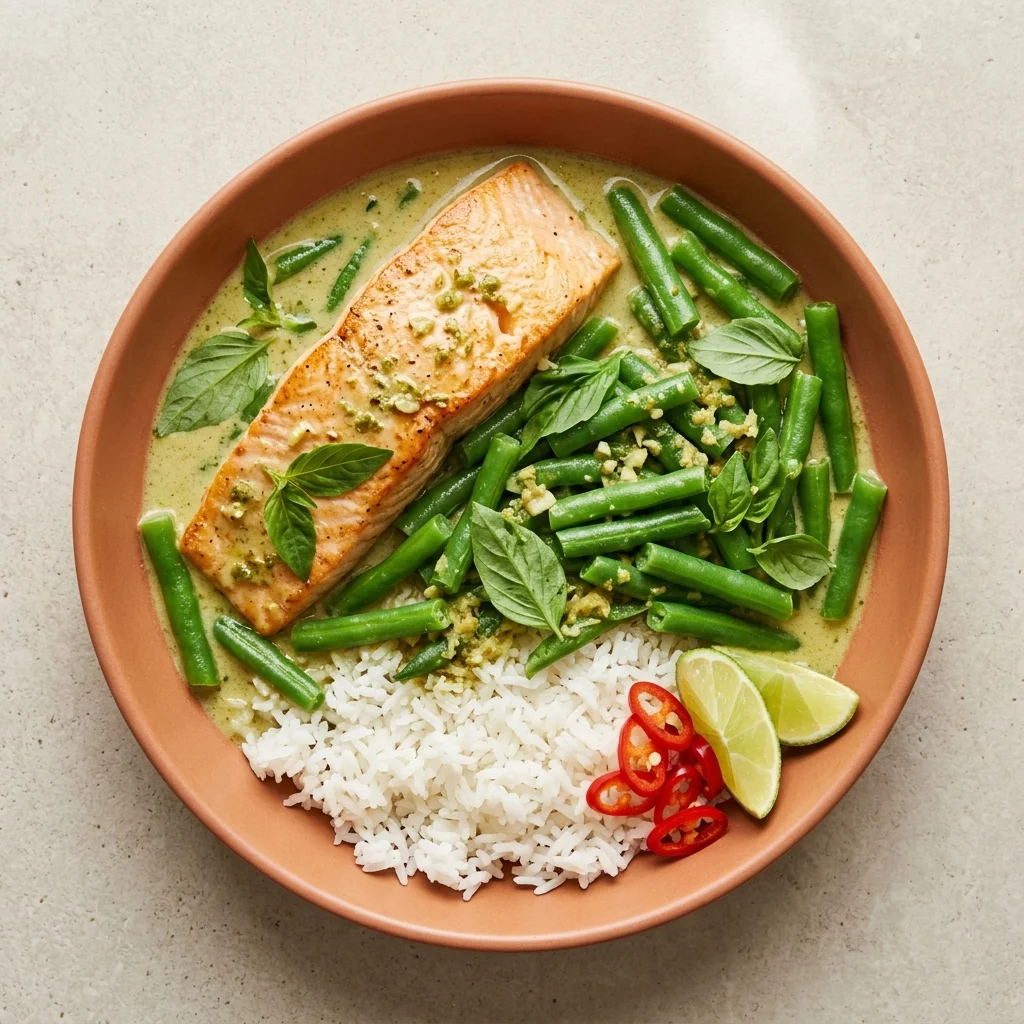 Green Curry Salmon with Green Beans
