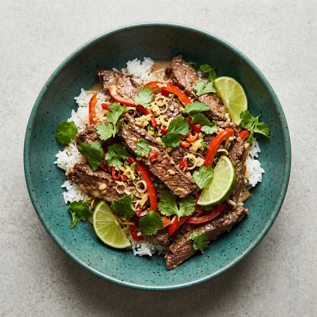 Lemongrass Coconut Beef Stir-Fry with Lime