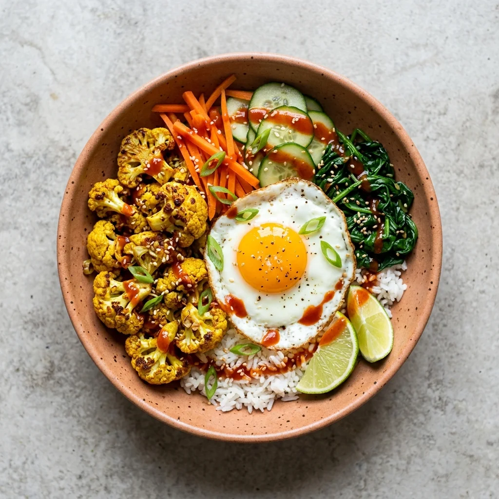 Lemongrass Coconut Cauliflower Bibimbap with Lime