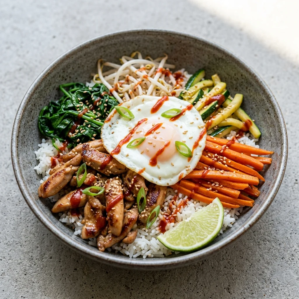 Lemongrass Coconut Chicken Bibimbap with Lime