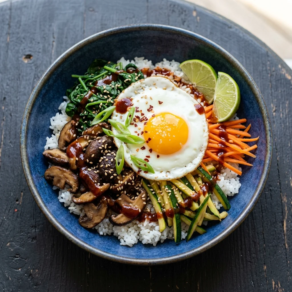 Lemongrass Coconut Mushroom Bibimbap with Lime