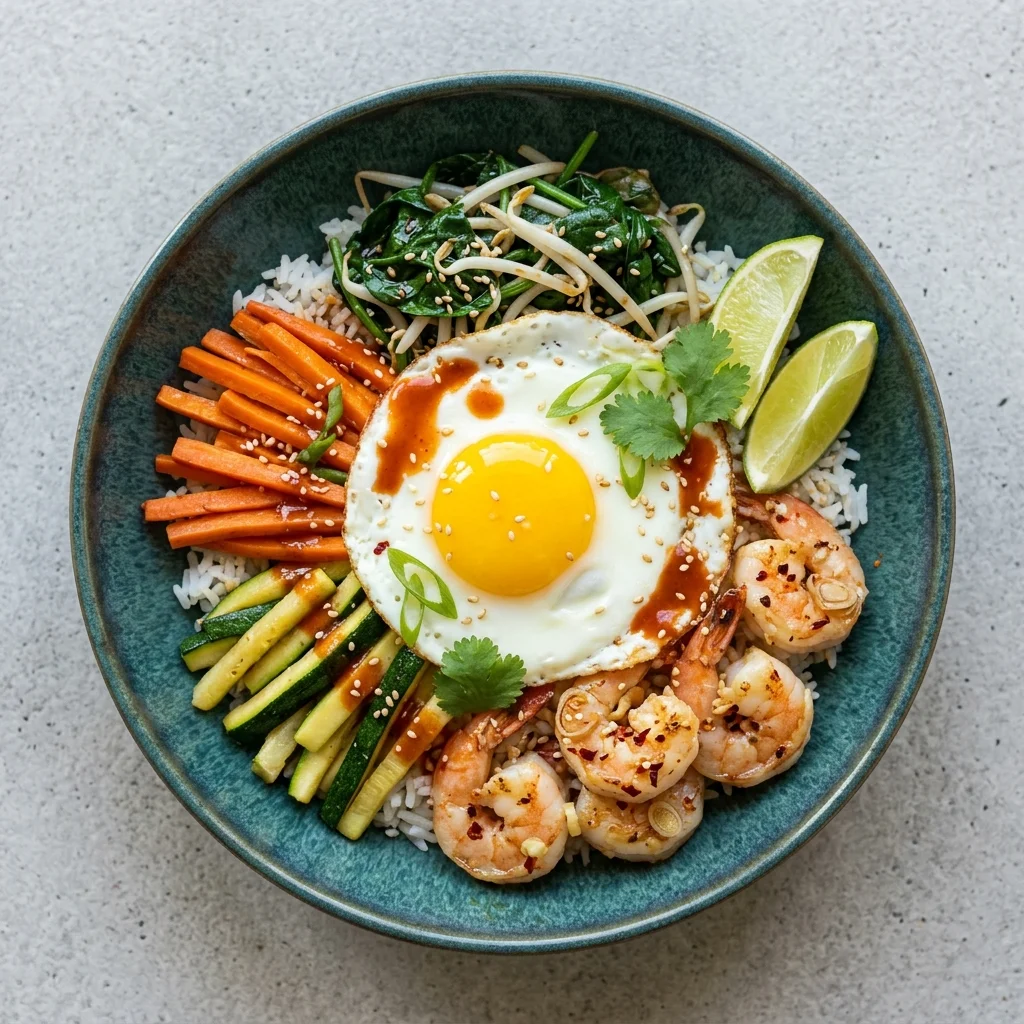 Lemongrass Coconut Shrimp Bibimbap with Lime