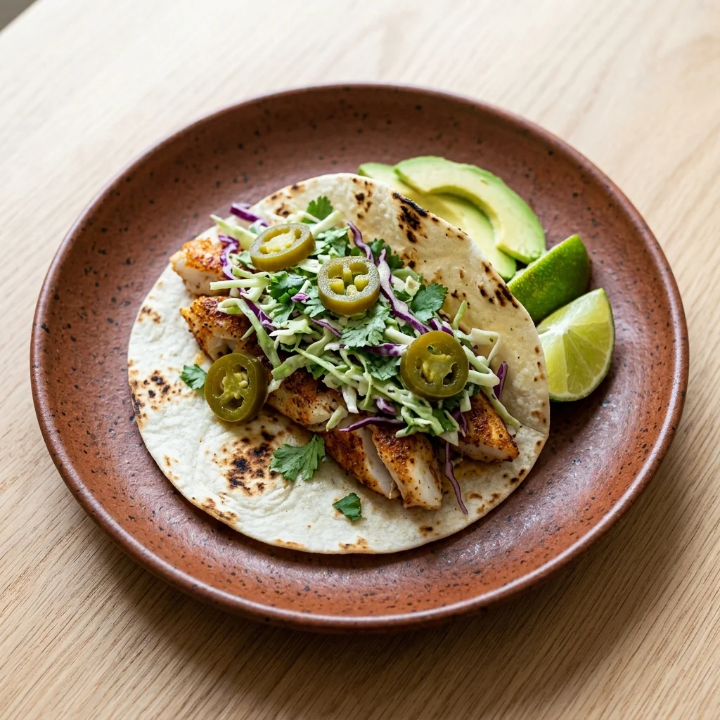 Pickled Jalapeño Cod Fajitas with Cilantro Slaw