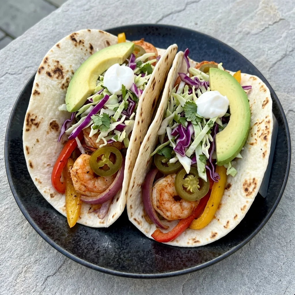 Pickled Jalapeño Shrimp Fajitas with Cilantro Slaw
