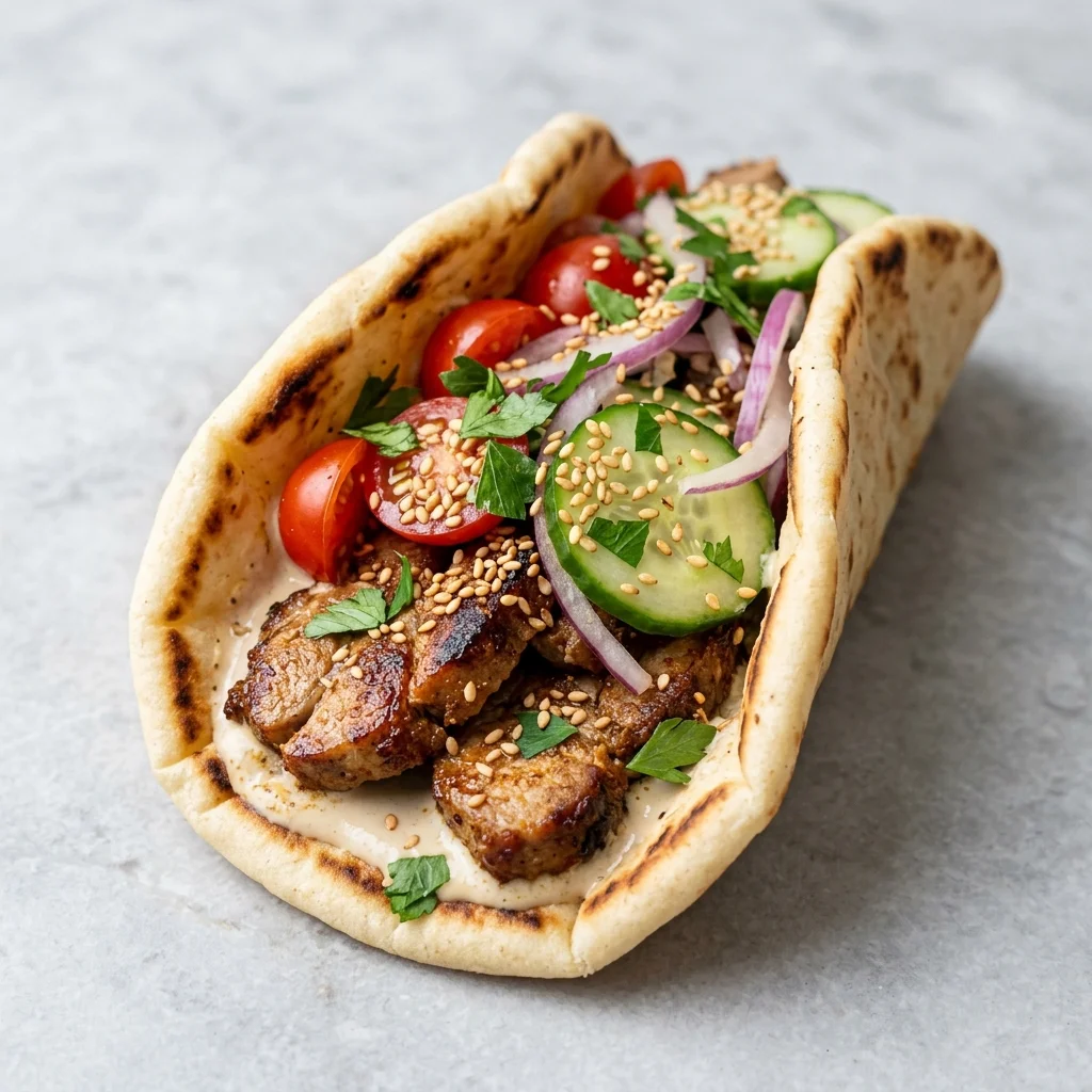 Tahini Pork Gyros with Toasted Sesame