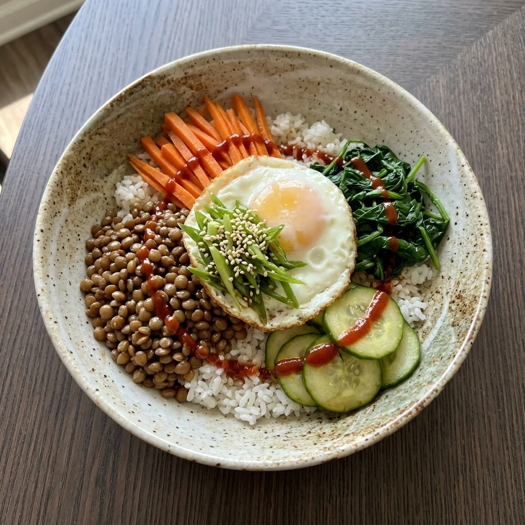 Teriyaki Lentil Bibimbap with Sesame Scallions