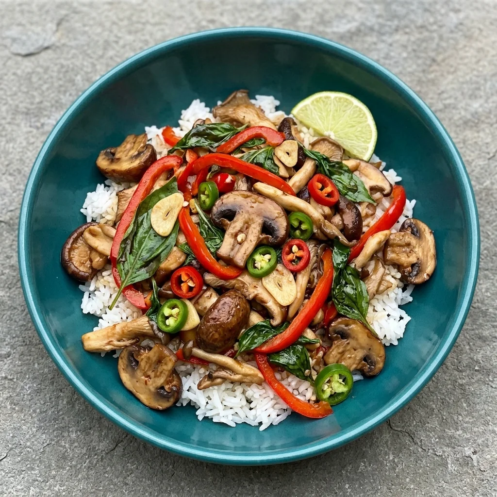 Thai Basil Mushroom Stir-Fry with Chiles