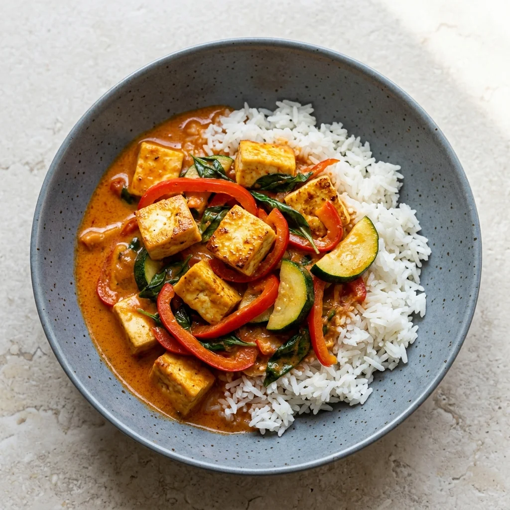 Thai Red Curry Paneer with Basil