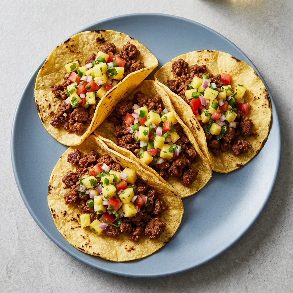 Gluten Free Pineapple Pico Beef Tacos