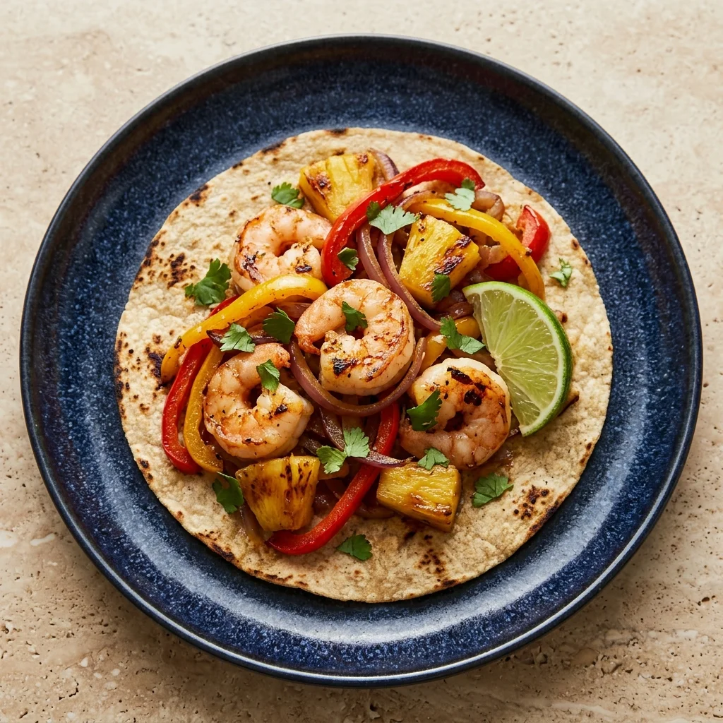 Gluten Free Pineapple-Chile Shrimp Fajitas