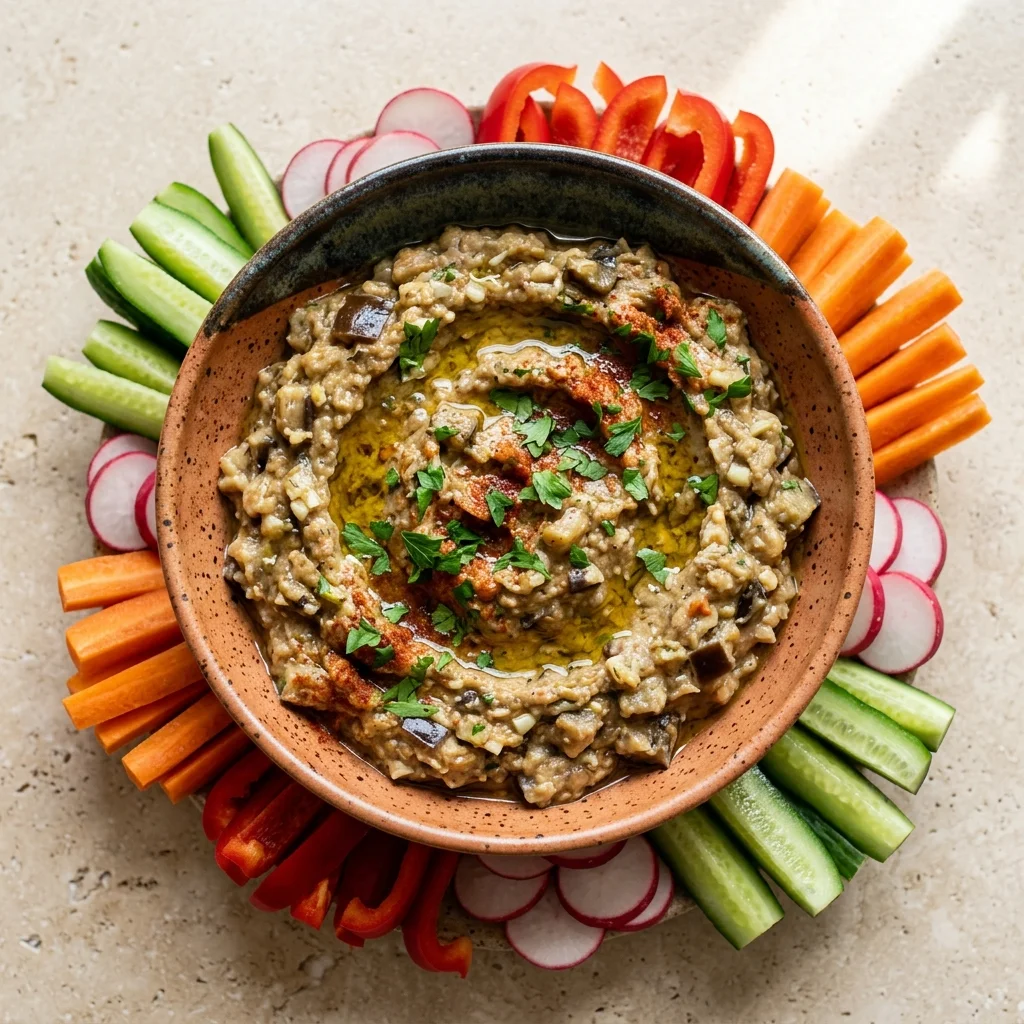 Vegan Baba Ganoush with Crunchy Vegetables