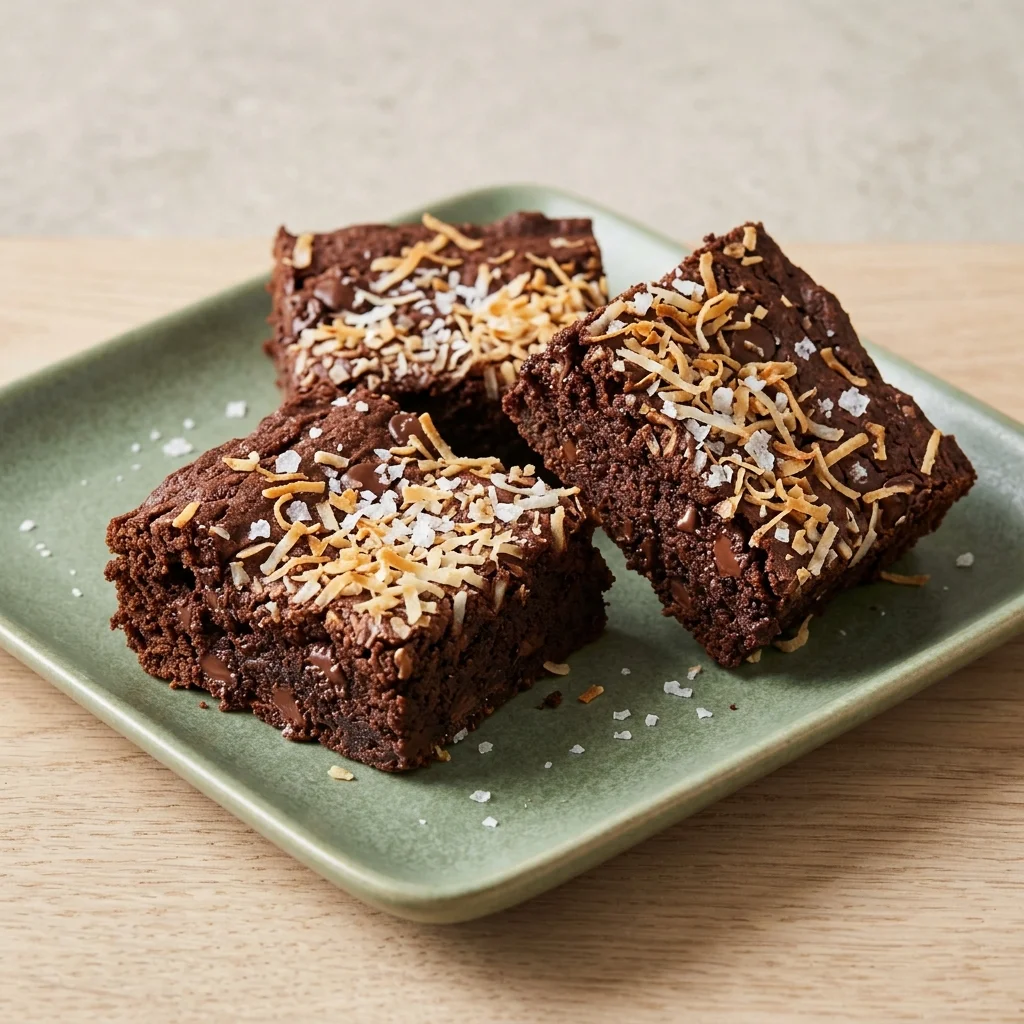 Vegan Sweet Potato Brownies with Coconut Flakes and Sea Salt