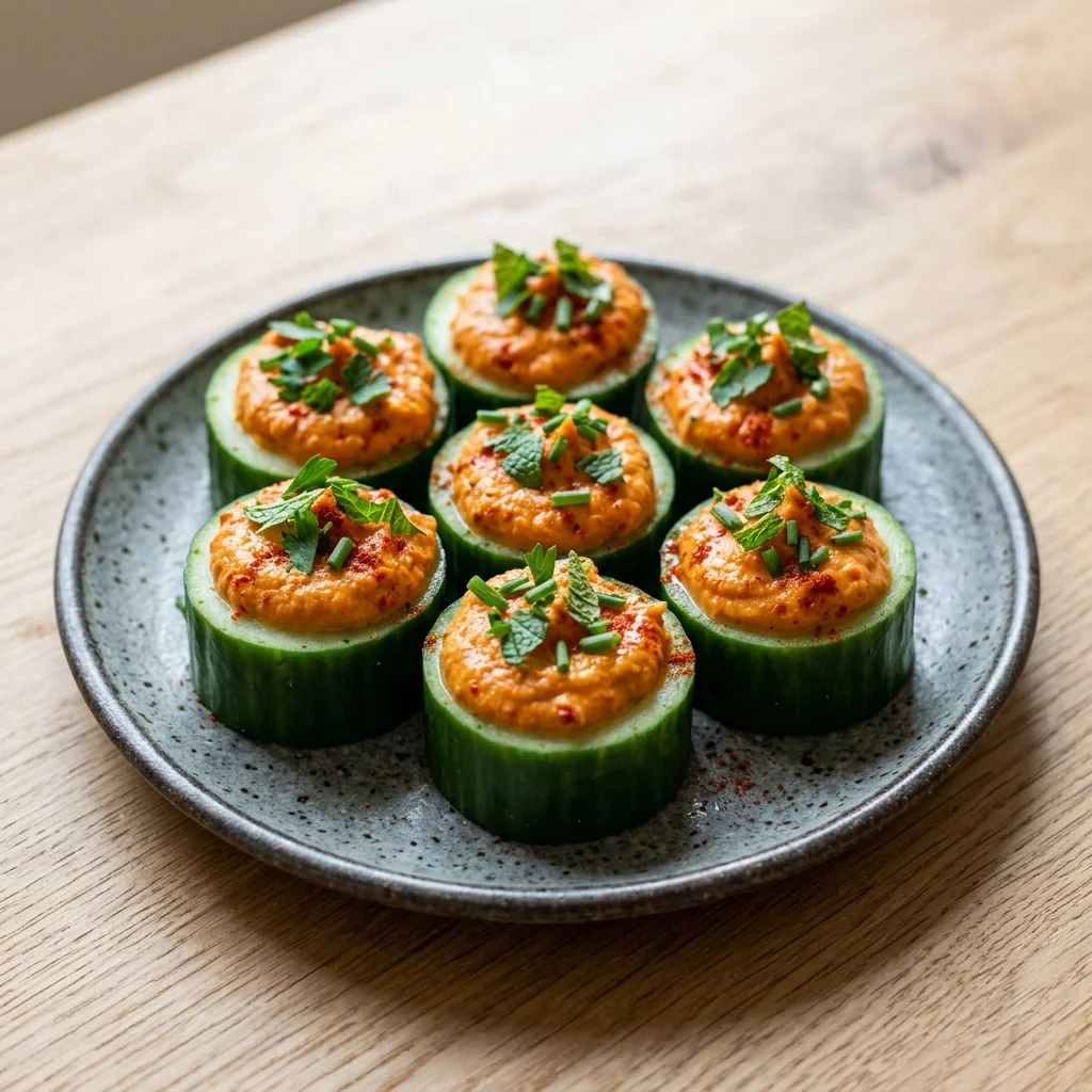 Vegan Roasted Red Pepper Hummus Snack Cups with Fresh Herbs