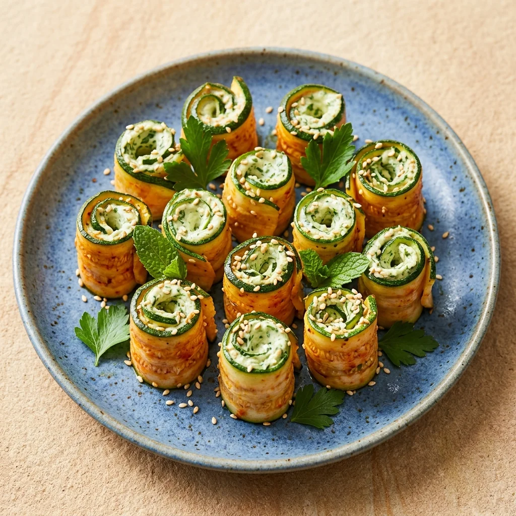 Harissa-Orange Zucchini Roll-Ups with Herb Spread