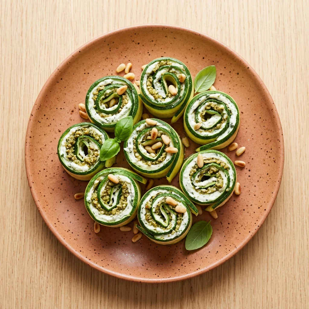 Pesto-Walnut Zucchini Roll-Ups with Herb Spread
