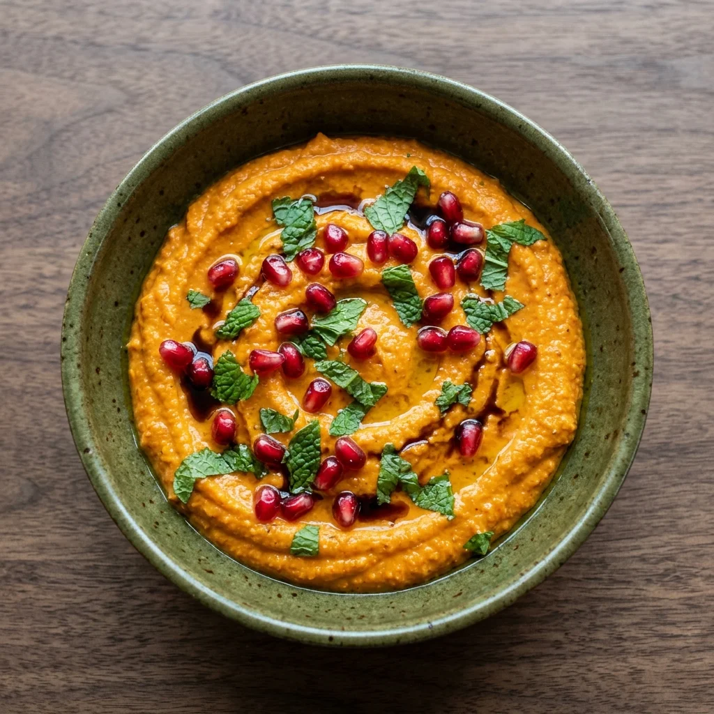 Pomegranate-Mint Carrot Harissa Dip