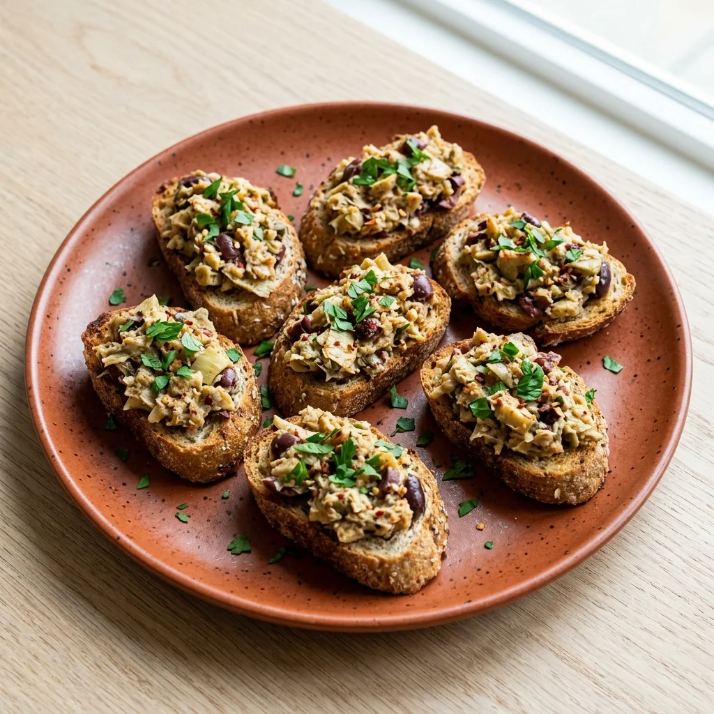 Smoky Paprika Artichoke & Olive Crostini