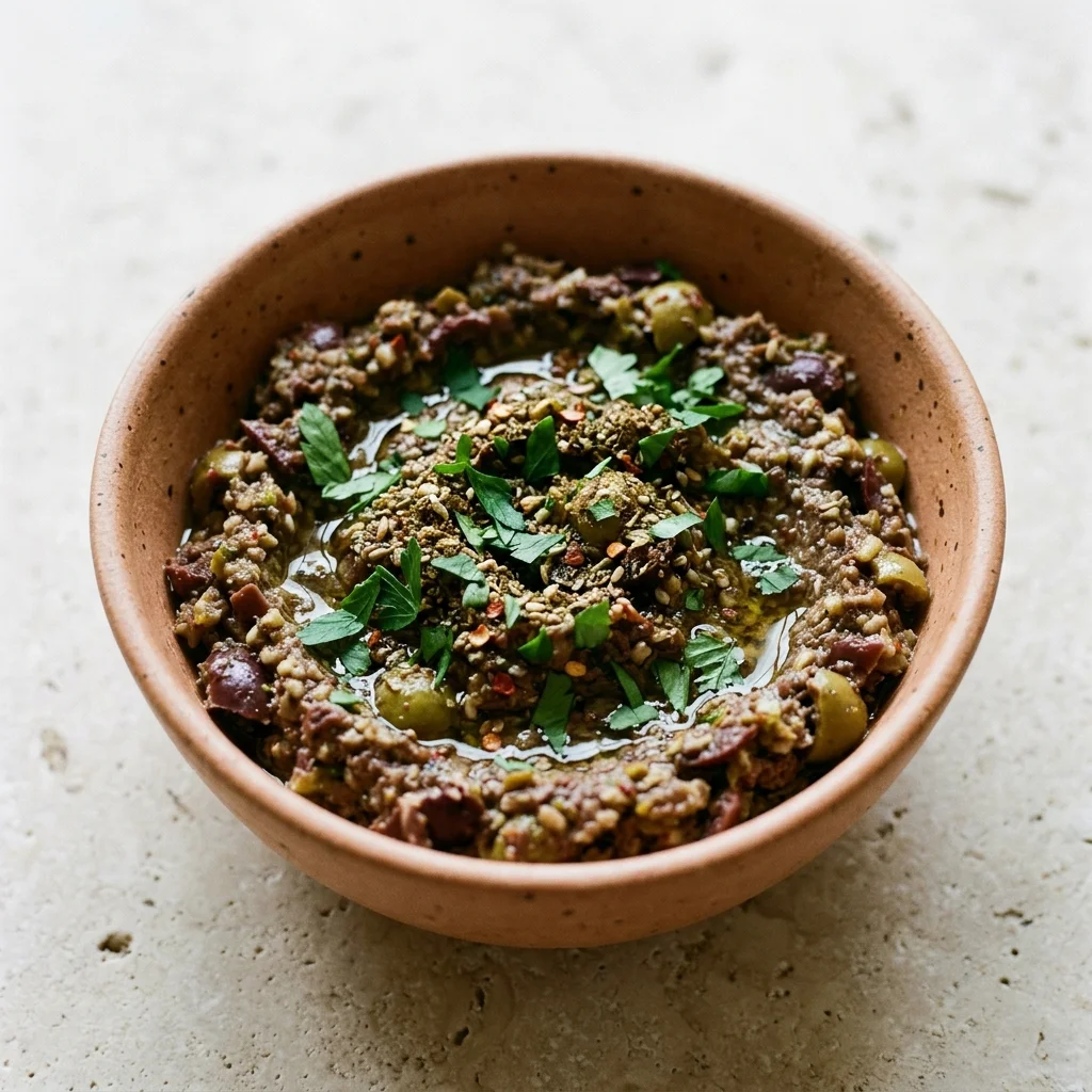 Za'atar-Tahini Olive Tapenade