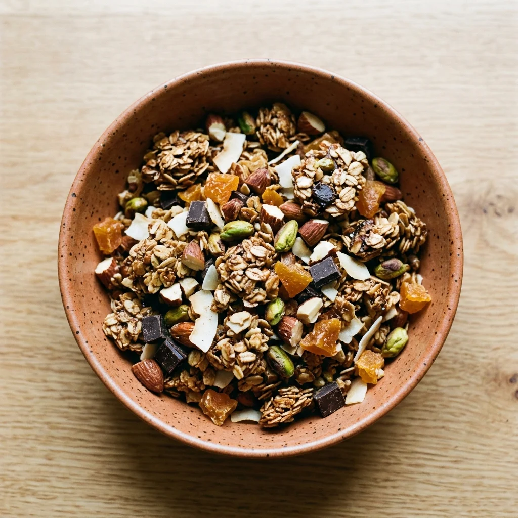 Dark Chocolate, Almond & Pistachio Granola with Apricot
