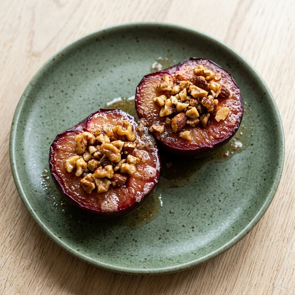 Cinnamon-Walnut Baked Plums with Almonds