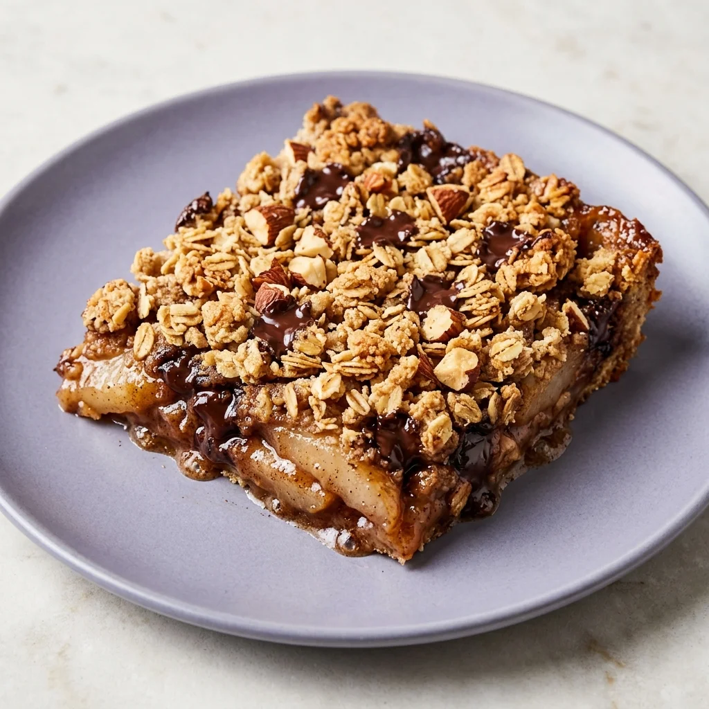 Dark Chocolate Pear Crisp with Almond-Oat Topping