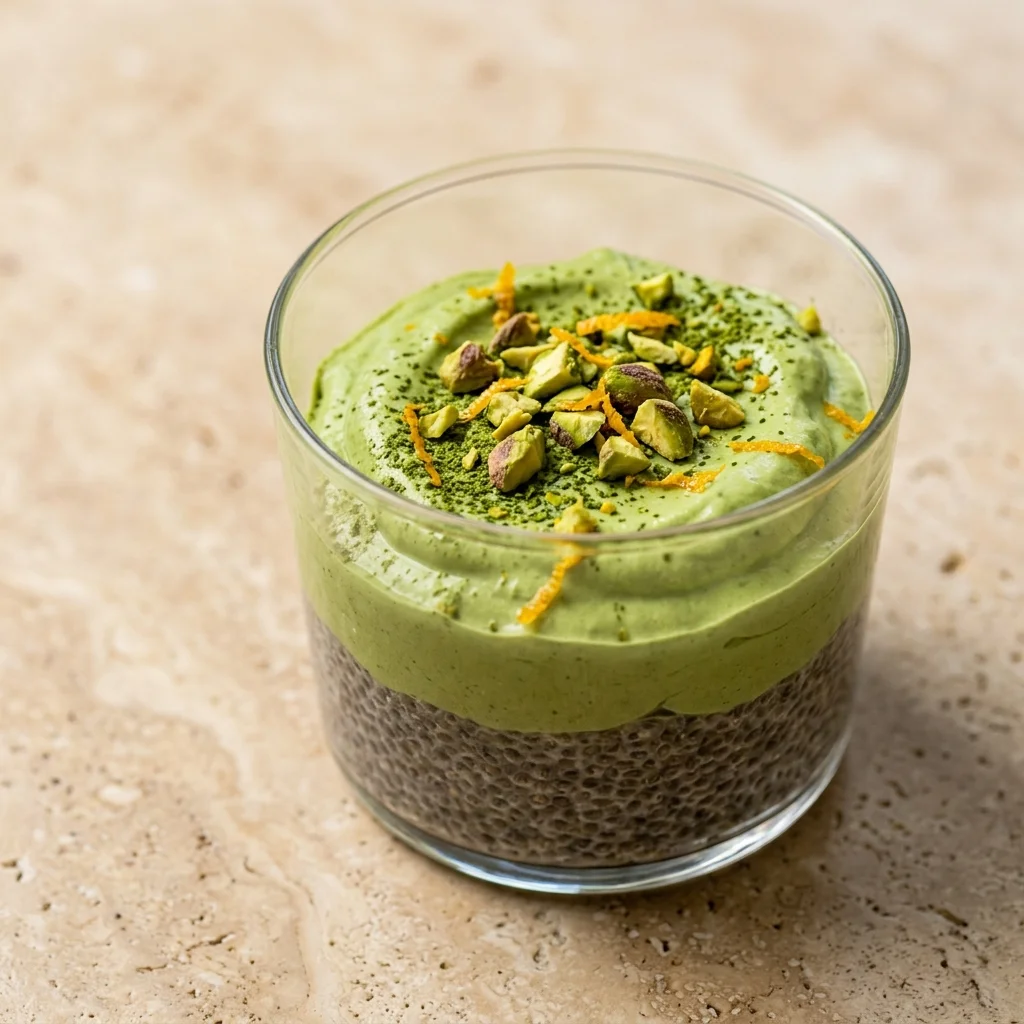 Orange-Pistachio Matcha Chia Mousse