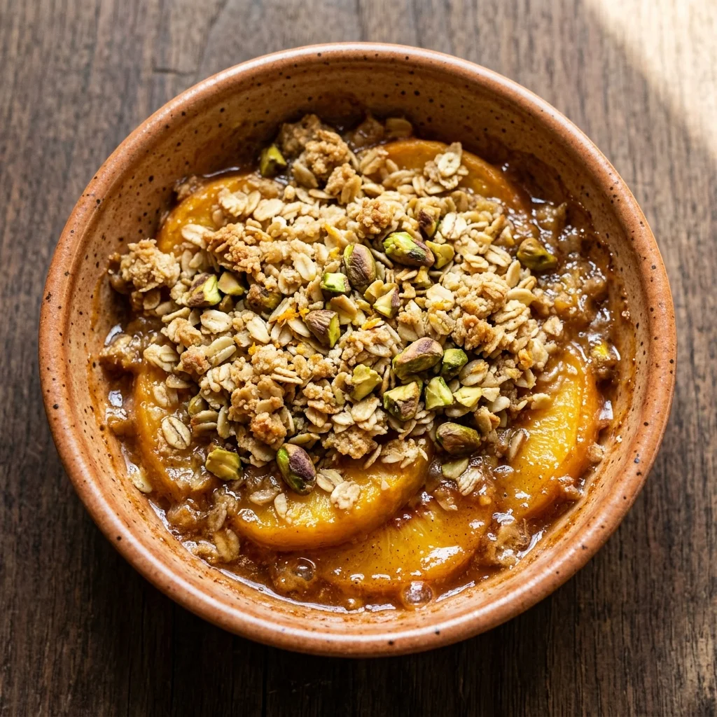 Orange-Pistachio Peach Oat Crisp