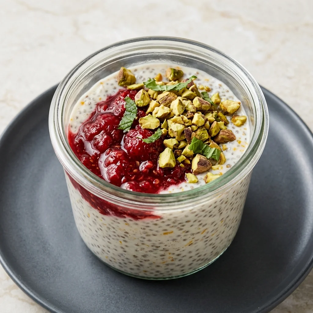 Orange-Pistachio Raspberry Chia Pudding