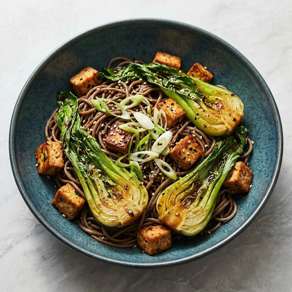 Balsamic-Rosemary Soba Noodles with Crispy Tofu & Bok Choy