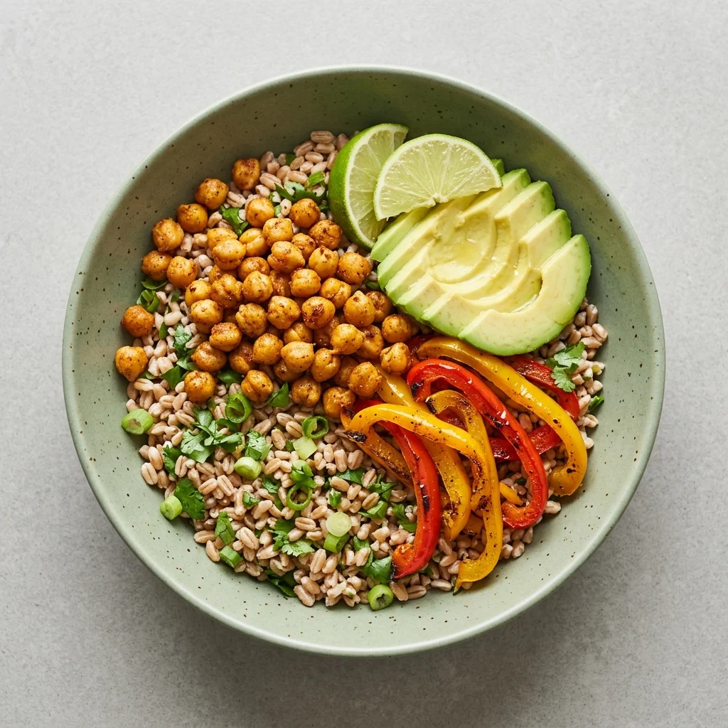 Cilantro-Lime Chickpea & Farro Bowl with Roasted Peppers