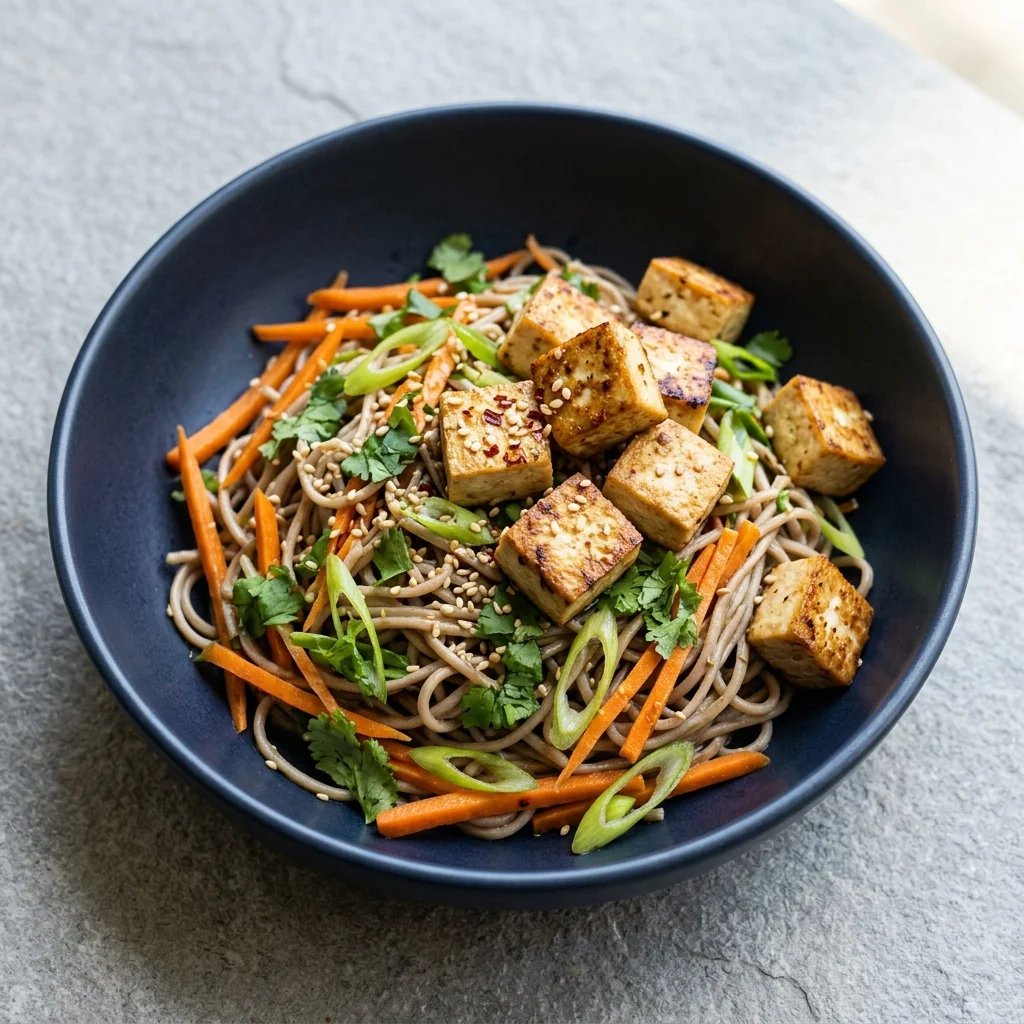 Cilantro-Lime Tofu Soba Bowl with Carrots