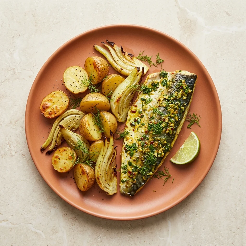 Cilantro-Lime Mackerel with Fennel & New Potatoes Sheet Pan Dinner