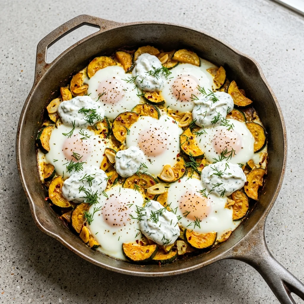 Garlic-Dill Yogurt Egg Bake with Zucchini